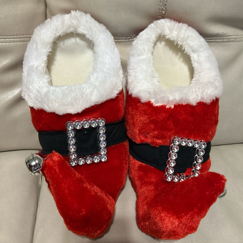 Cozy Red Holiday Kids Slippers